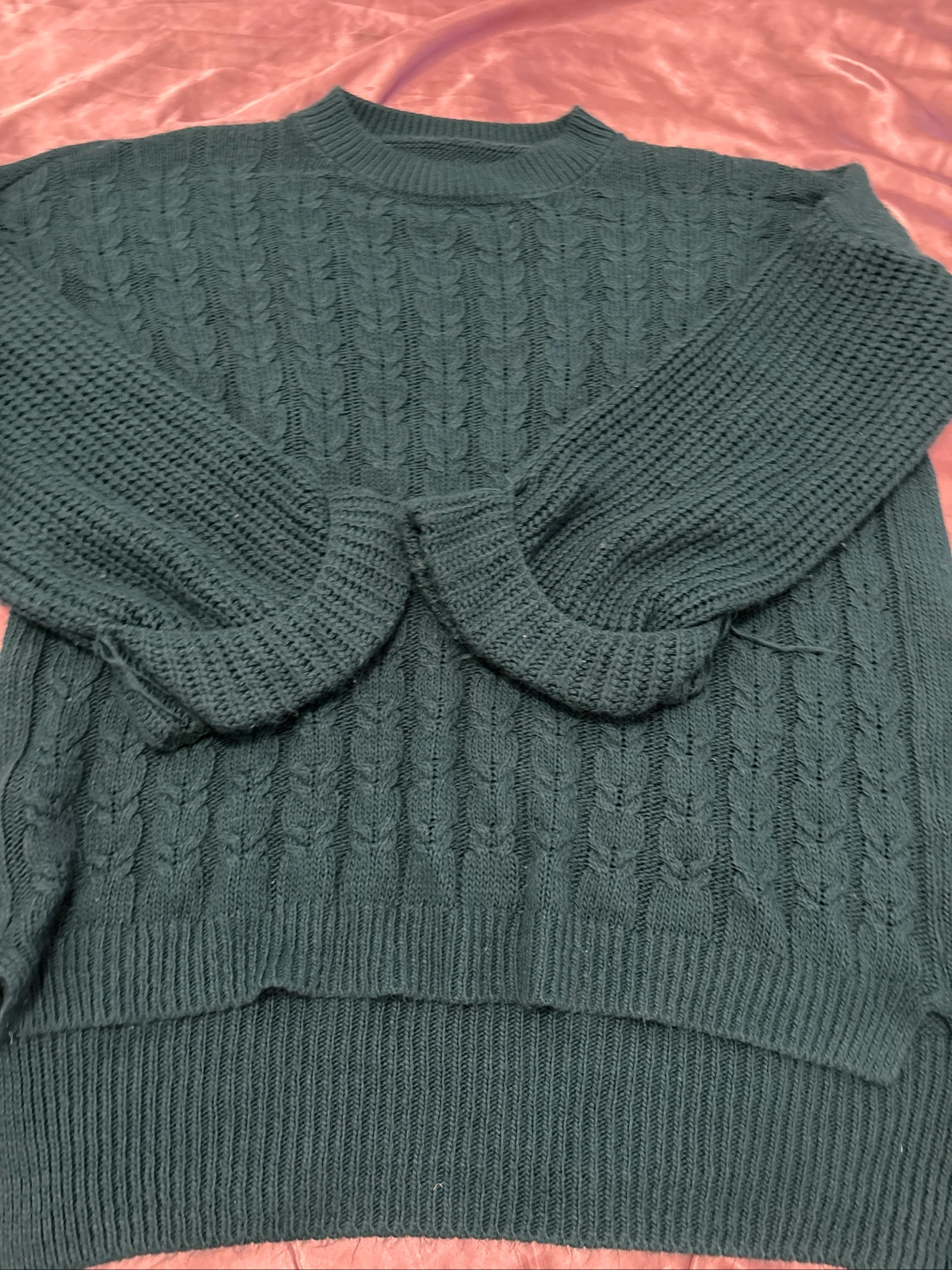 Túnica de punto para mujer verde oscuro de gran tamaño | Estilo suéter alargado con punto trenzado – photo 3